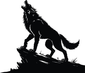 Halloween werewolf howling silhouette vector