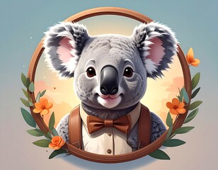Cute koala portrait in a framed design