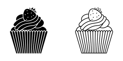 cup cake icon set on white background