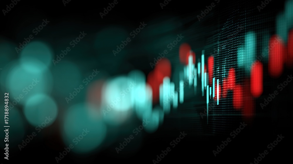 Poster abstract data visualization with colorful finance chart elements