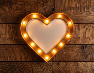 Heart-shaped light fixture on wooden planks