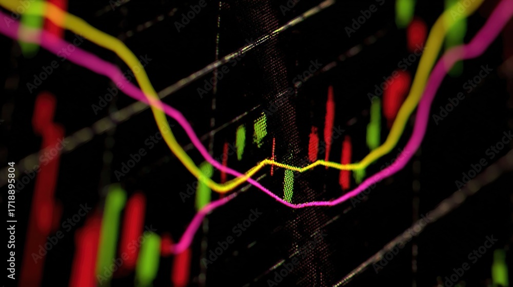 Poster Colorful Stock Market Chart with Data Visualization Elements