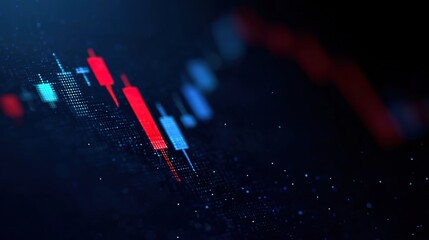 Dark Background with Colorful Finance Graph and Candlestick Patterns