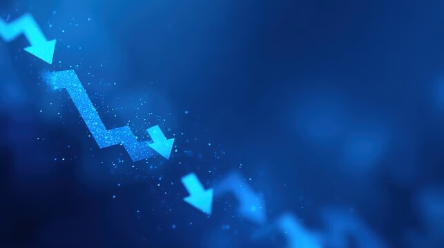 Blue Abstract Arrow Graph Depicting Downward Trend in Finance