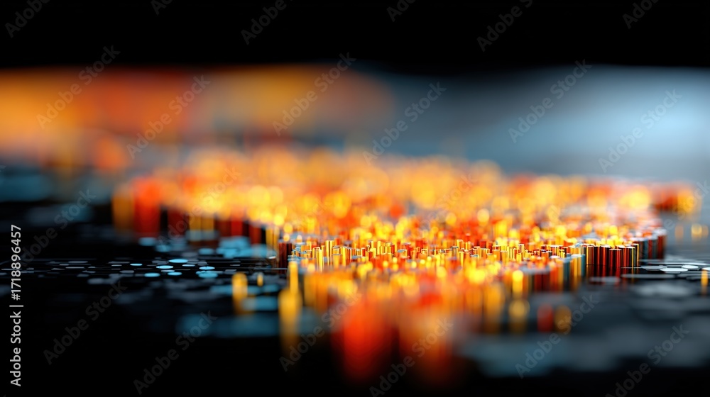 Poster vibrant abstract visualization of data points in blurred background