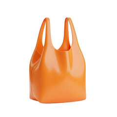 Vibrant Orange Glossy Tote Bag, Modern Design on Transparent Background