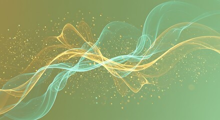 Abstract digital fractal art featuring glowing blue and green smoke patterns on a black background, with dynamic lines and a vibrant texture