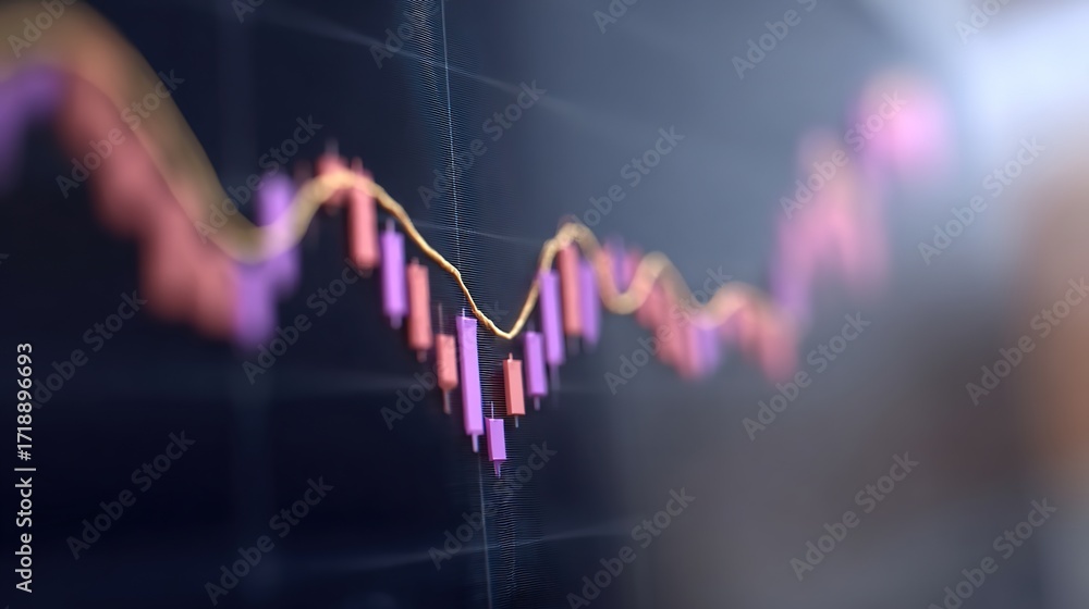 Poster abstract financial chart with colorful candlestick patterns