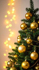 Christmas tree with gold ornaments