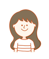 笑顔の女性　表情はっきり　半袖