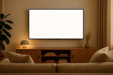 living room interior with tv screen white 