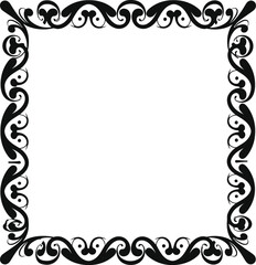 Ornate decorative square frame with swirls and floral elements editable stock