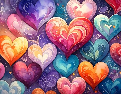 Colorful hearts pattern - Powered by Adobe