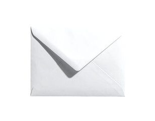 A plain white envelope, sealed, viewed from above, showing subtle shadow and texture suggesting a smooth, possibly glossy finish