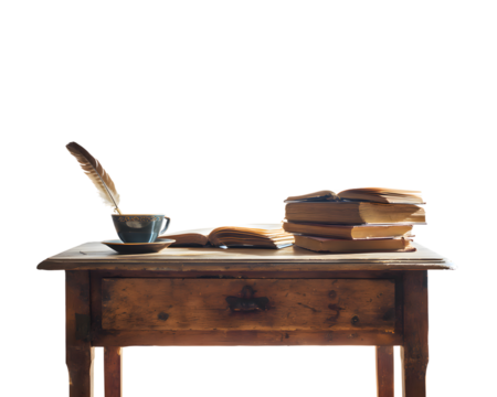 Teachers desk still life vintage wooden desk education concept