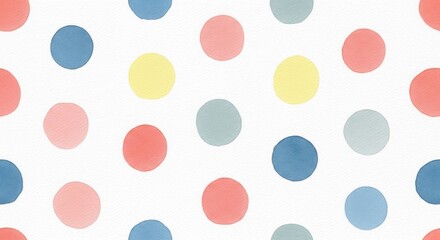 Soft watercolor polka dots pattern seamless repeating design for textiles and decor
