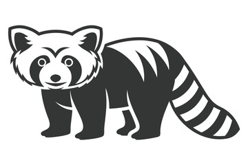 Adorable Stylized Red Panda with Stripped Tail on White Background
