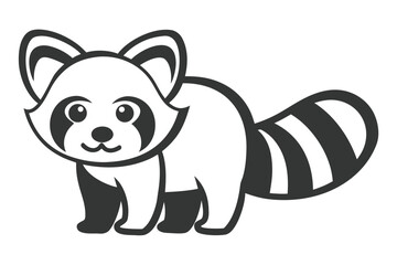 Adorable Red Panda with Striped Tail on White Background