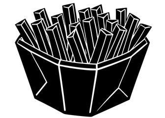 French Fries Silhouette in Paper Container, American Food SVG, PNG