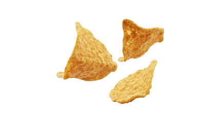 Crunchy Golden Potato Chips in Triangular Shape with Crispy Texture on Transparent Background