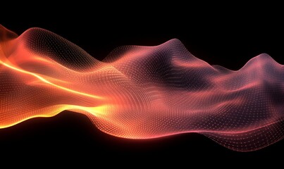 Obraz premium Abstract digital background with waves and particles, symbolizing creativity and technology in a futuristic design style, Generative AI