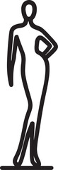 Silhouette line of a fashion model, perfect for runway, style, clothing, and creative designs.