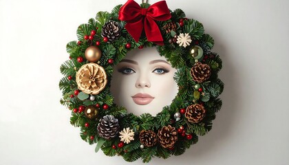 Christmas wreath with a face