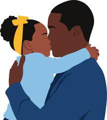 Illustration of a father and daughter embracing affectionately editable stock