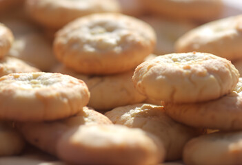 Close-up of Stacked Homemade Buttery Cookies