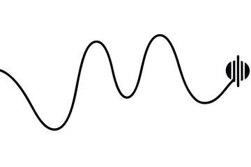 Black Wavy Line Design Element with Vertical Lines on White Background