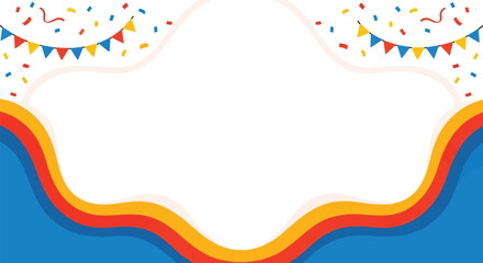 Celebratory background with bunting and confetti decorations editable stock