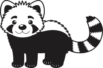 Cartoon Red Panda with White Fur Patches on White Background