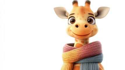 Adorable cartoon giraffe wearing a cozy scarf (1)