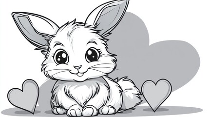 Cute bunny with hearts