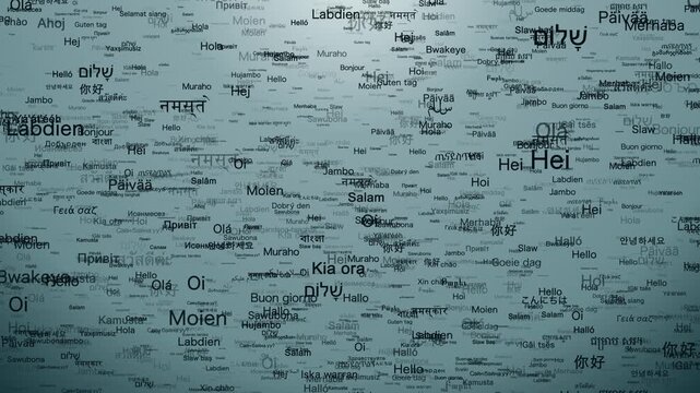世界の言語で「こんにちは」上昇　ライトカラー　全63フレーズ（61言語）バージョン　ループ