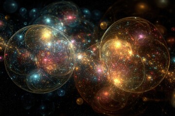 Abstract Glowing Spheres In Dark Background