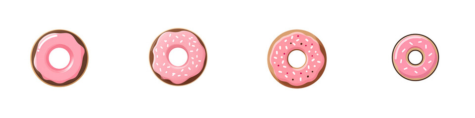 Obraz premium Pink Frosted Donut Collection - Delicious Treat Illustrations