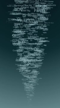 世界の言語で「こんにちは」ワードツリー　ダークカラー　全63フレーズ（61言語）バージョン　ループ　縦長