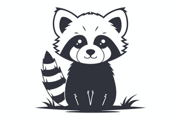 Cute Raccoon Sitting Isolated On White Background Adorable Animal Design
