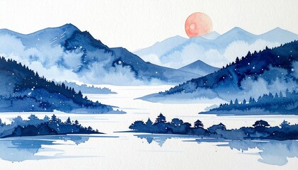 冬景色（藍色、白）
