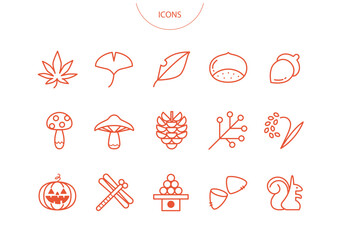 秋　アイコン ピクトグラム　ベクター イラスト　セット