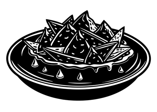 black and white nachos in a bowl clip art preview