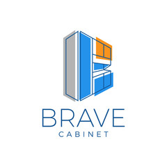 Brave letter B logo design concept. A modern geometric cabinet or furniture symbol for a business. Professional, clean vector icon for corporate branding, interior design, or carpentry identity