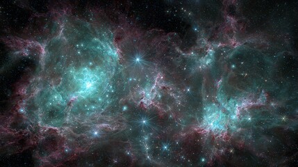 Naklejka premium Colorful Nebulae With Stars In Dark Space