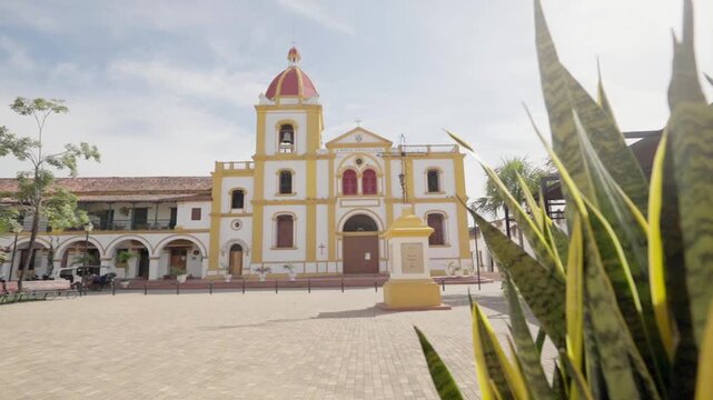 The santa barbara church with its colonial architecture is located in a square in mompox, colombia