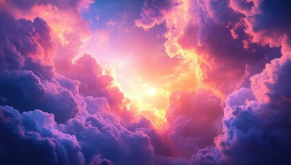 Dramatic Sunset Sky with Pink and Purple Clouds