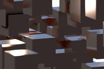 Squares geometric abstract 3d render cubes background chrome metalic design render wallpaper modern illustration shapes composition modern
