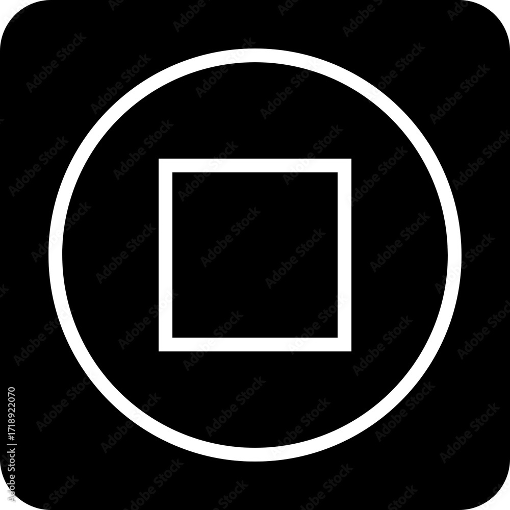 Poster square stop button for media player and user interface