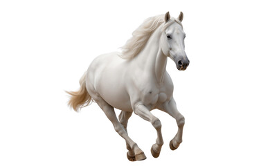 Fototapeta premium Majestic white horse galloping with flowing mane, and powerful musculature