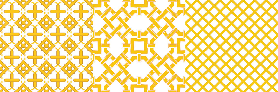 Yellow geometric seamless pattern vector set illustration